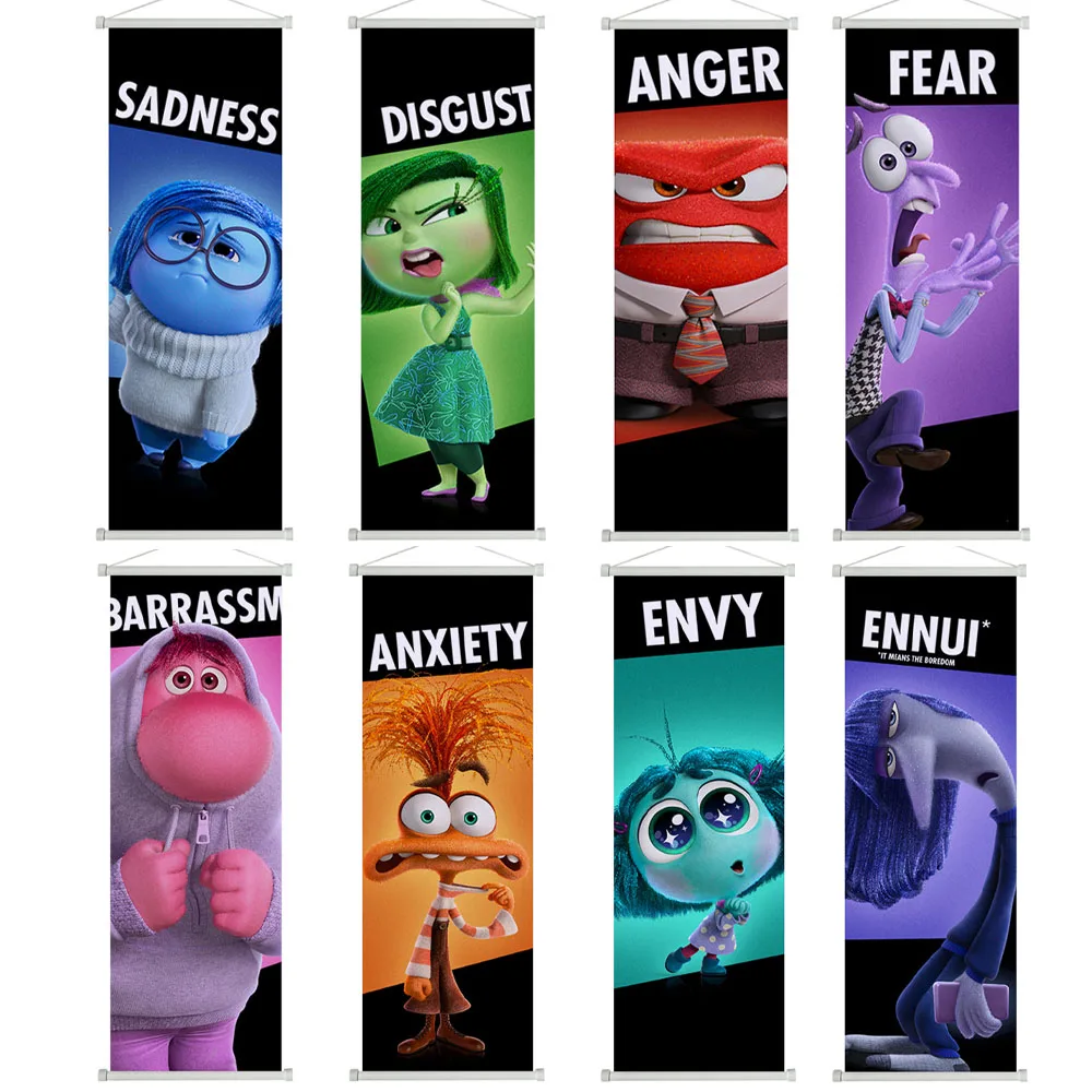 

Kawaii Inside Out 2 Poster Anxiety Sadness Anger Joy Movie Peripherals Scroll PostersHome Decoration Stickers & Posters