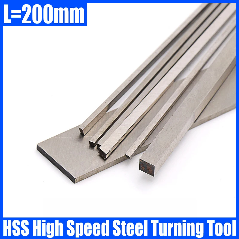 1PC L=200mm HSS High Speed Steel Turning Tool CNC Lathe Turning Tool Woodworking Lathe Tool Bar White Steel Lathe Machining Tool