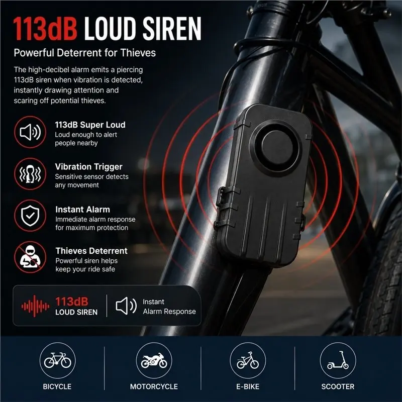 Wireless Vibration Sensor Bicycle Motorcycle Alarm Remote Control Anti Lost Security Sensor-Boom