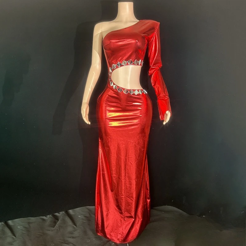 

Autumn Engagement Banquet Red Toast Dress Glossy Slim Light Luxury Celebrity Company Dinner Host Evening Dress Vestido Gala Luxo