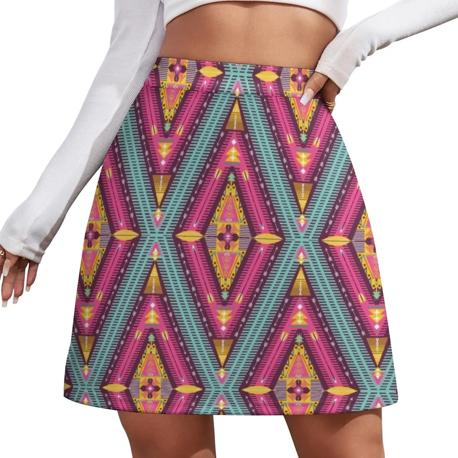 

Aztec geometric colorful pattern Mini Skirt School skirt clothes