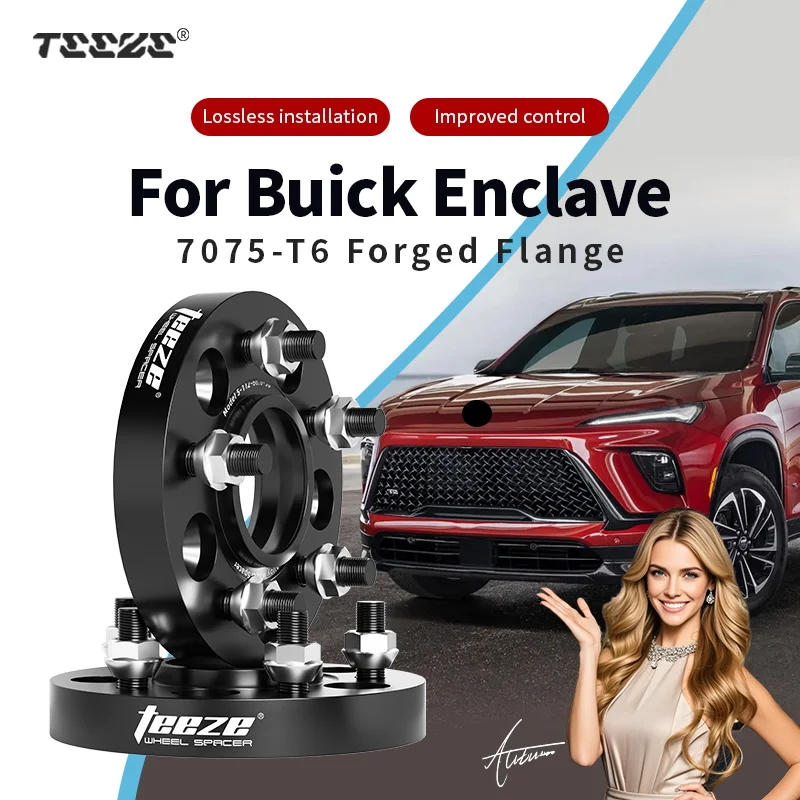 

Teeze 2/4pcs 6x120 CB66.9mm M14x1.5 Hub Centric Black Forged wheel spacer For Buick Enclave Flange Plate25/30mm