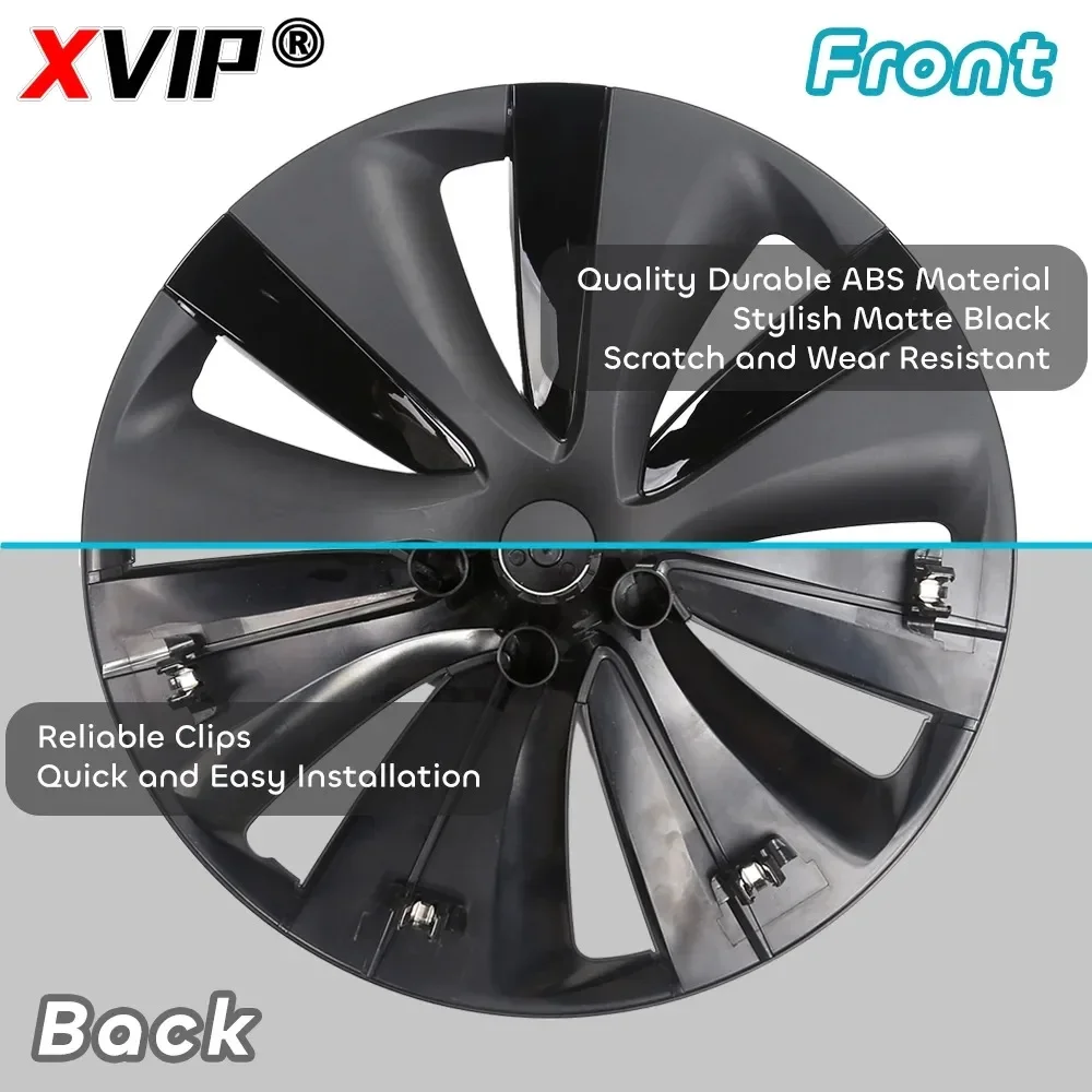 XVIP 4PCS 19\'\' Wheel Cap New Model Y 21-23 For Tesla Replacement HubCap Performance Full Rim Cover Hurricane Straight-Edge Style