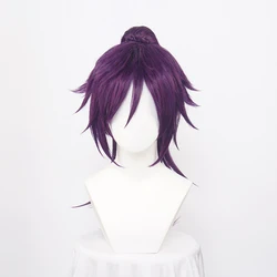 Shihouin Yoruichi Cosplay peruk yüksek sıcaklık Fiber sentetik saç mor karışık uzun çip at kuyruğu + peruk kap