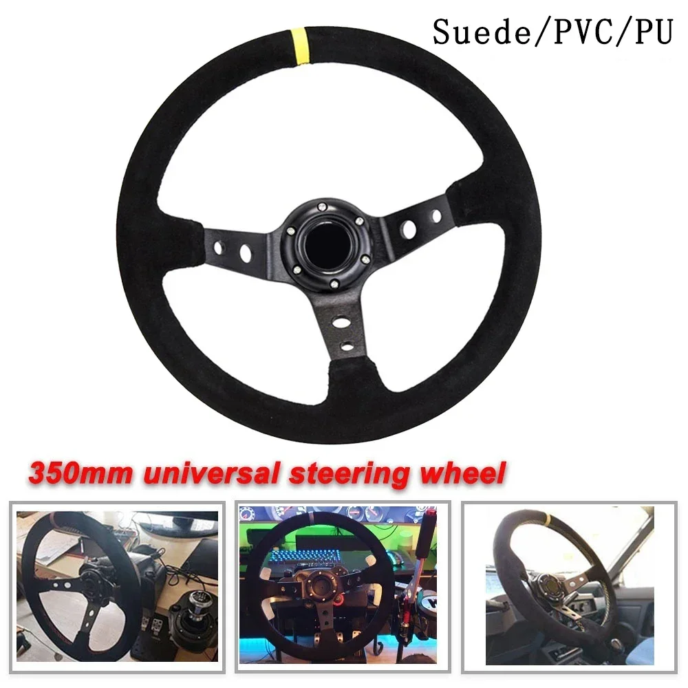 Universal 350MM Suede Steering Wheel Leather Steering Wheel Drift racing Steering Wheel type High quality Suede/PVC Style
