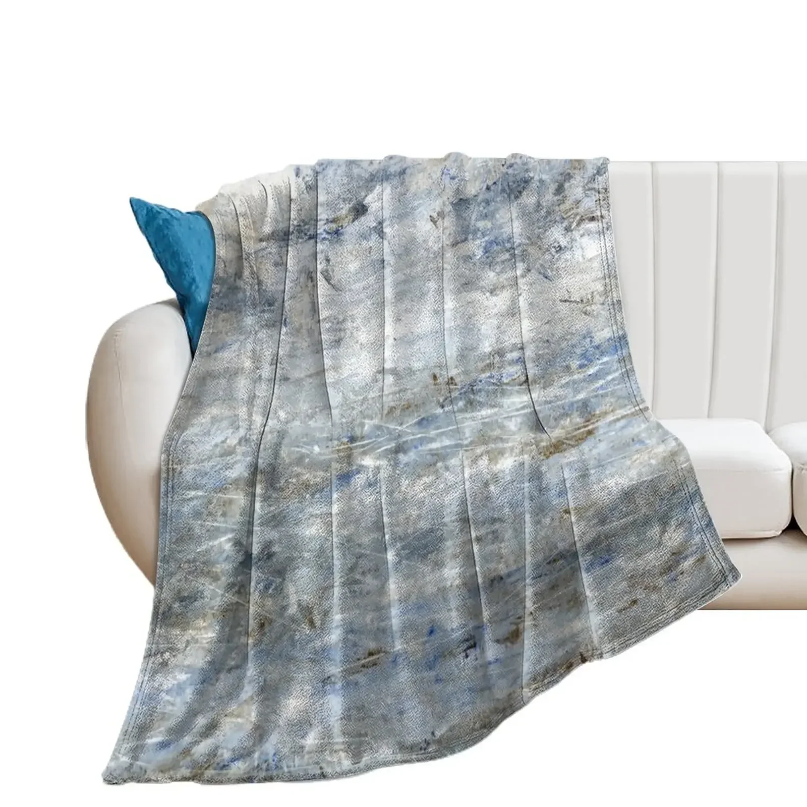 Abstract Seascape in Grey and Blue Throw Blanket Cute Picnic Stuffeds Luxury Brand Blankets