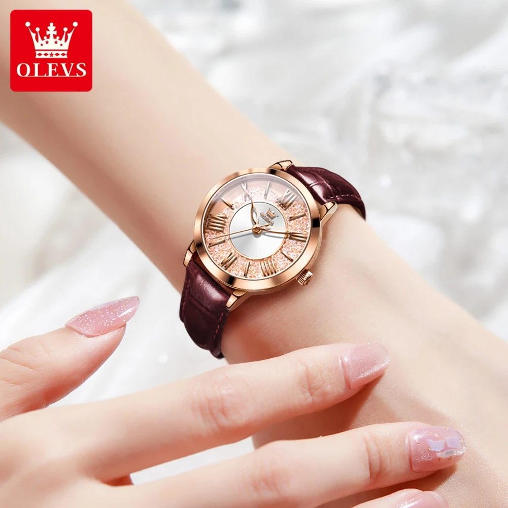 ساعات أوليف نسائية مضيئة مقاومة للماء ، ساعة يد نسائية أنيقة ، قرص حجر رملي سريع ، موضة ، أو أصلي