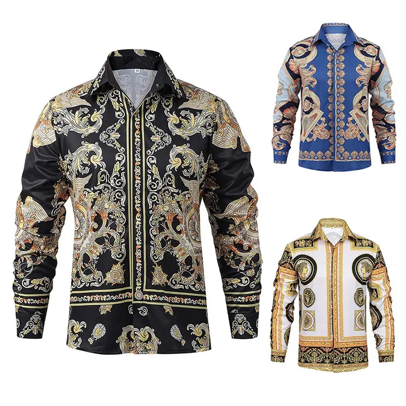 Camisas victorianas góticas medievales Tops hombres pirata manga larga disfraz de fiesta de Halloween ropa gf445f;