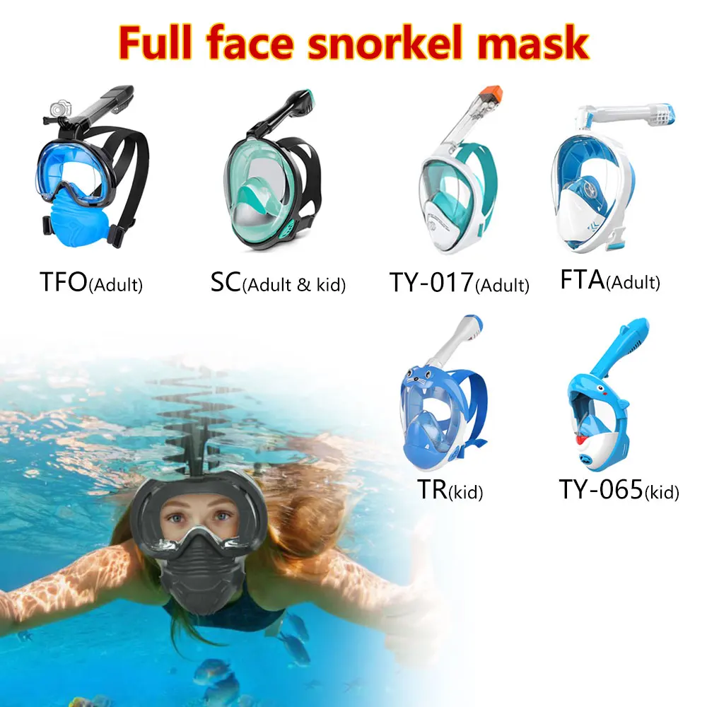 Swimming Pool Outdoor Snorkeling Kids Diving Snorkel Full Face Mask Scuba Swim Freedive Mask