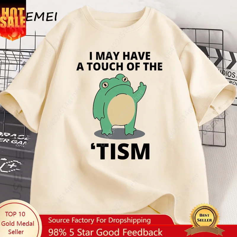 

I May Have A Touch of The Tism Funny T Shirt Autism Retro T-Shirt Short Sleeve Tshirt Casual Men O-neck Cotton T Shirt Tee Tops