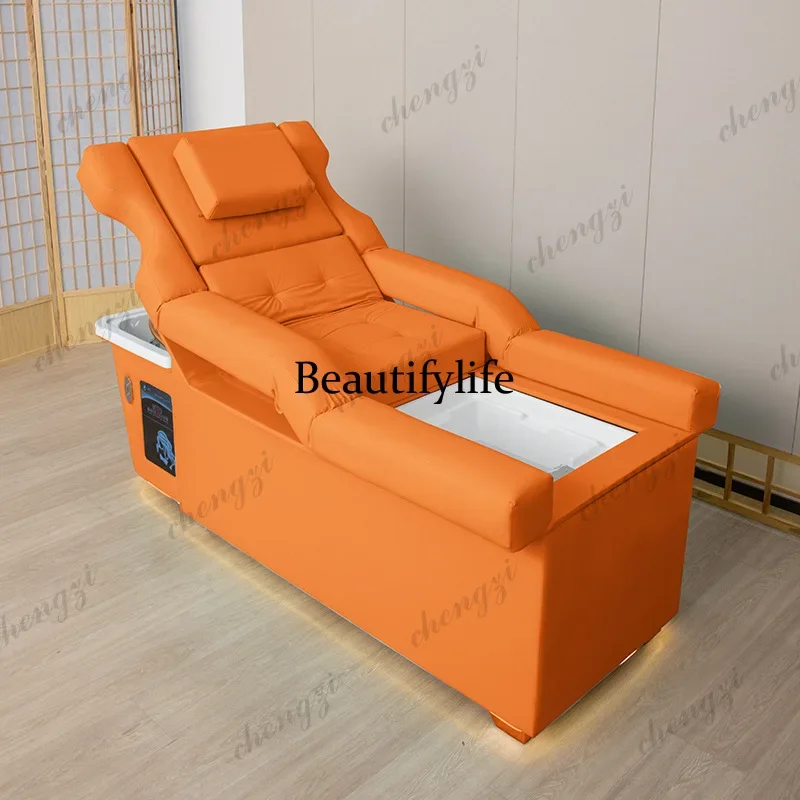 Z138   Ear icking Electric Shampoo Chairs Comfort Massage Bed Lounge Shampoo Chairs Shower U Leather Furniture