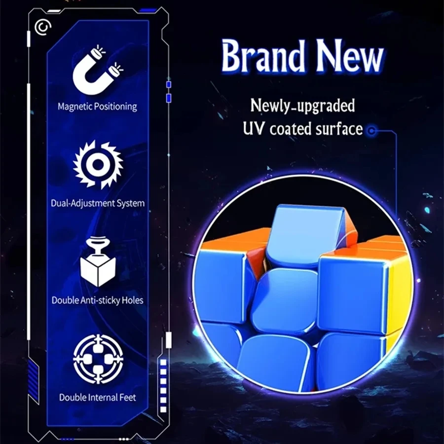 MOYU-Cube Magnétique UV RS3M 3x3 pour Enfants, Puzzle de Vitesse Professionnel, Jouets Fidget