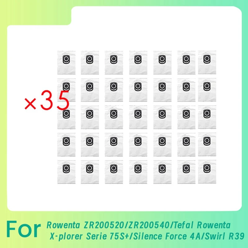 35 Pcs Dust Bags For Rowenta ZR200520/ZR200540/Tefal Rowenta X-Plorer Serie 75S+/Silence Force 4A/Swirl R39 Sweeper