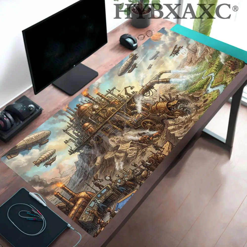 HYBXAXC Steampunk Floating Castle Airship Mouse Pad Durable Rubber Stable Smooth Table Mat for Computer Keyboard Home Office