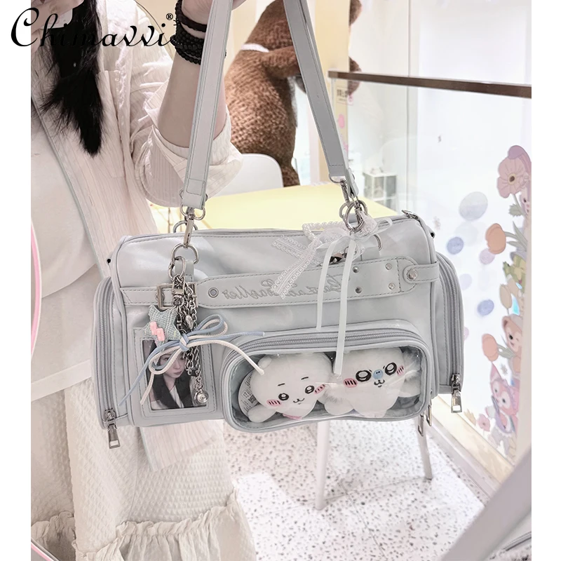 Original Pain Bag Japanese Sweet Girl Casual Handheld Shoulder Transparent Bag Student Kawaii Versatile Y2k Cosmetic Bag