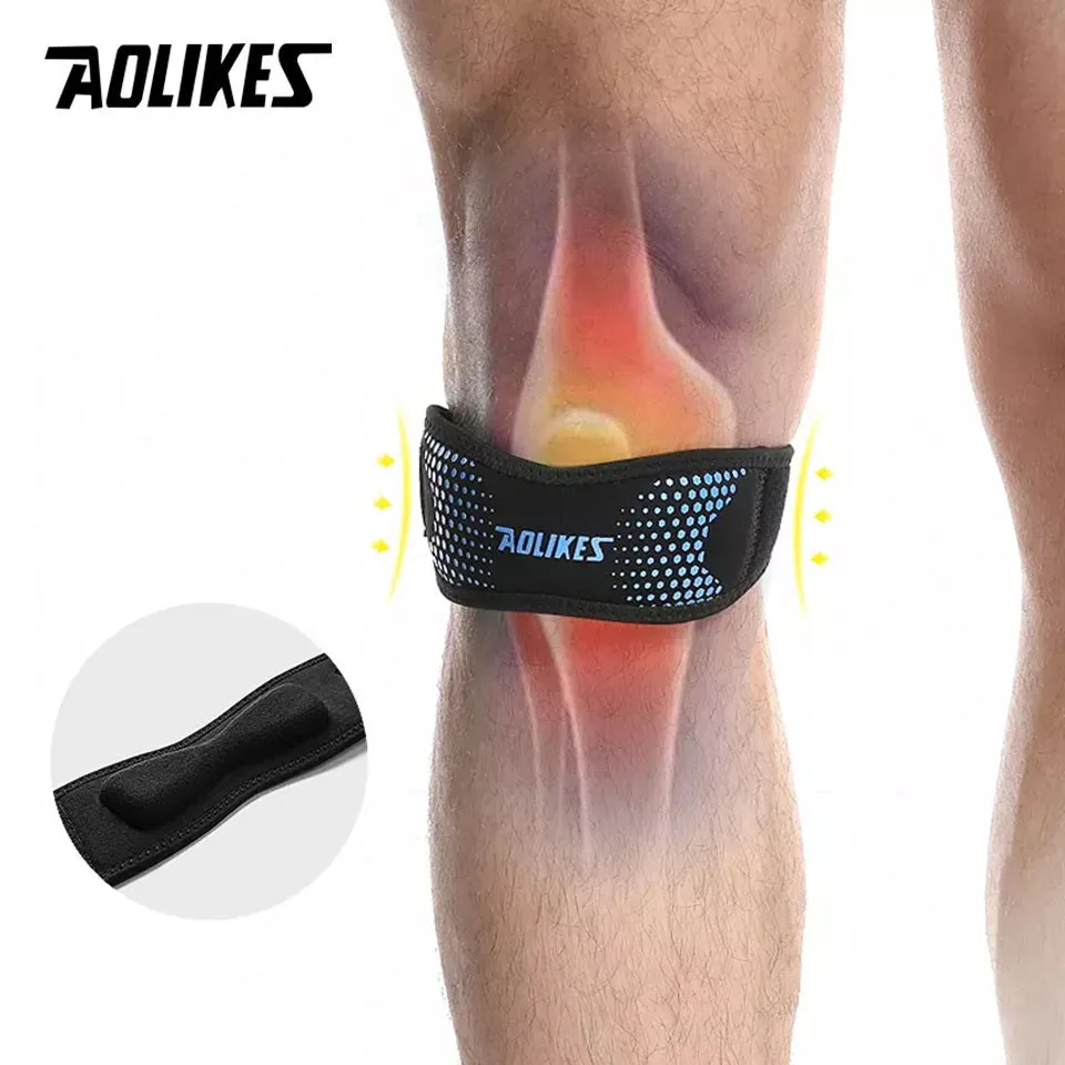 AOLIKES 1 szt. Paski na kolana ścięgna rzepki, orteza stawu kolanowego stabilizator rzepki do biegania piesze wycieczki tenis skoki zapalenie stawów