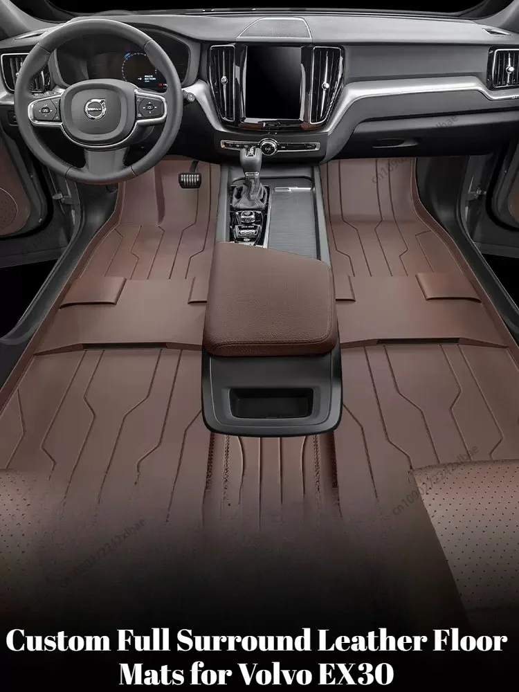 Custom Full Surround Leather Floor Mats, 360 Aviation Soft Pack Car Protective Accessories for Volvo EX30 2023-2026 durable