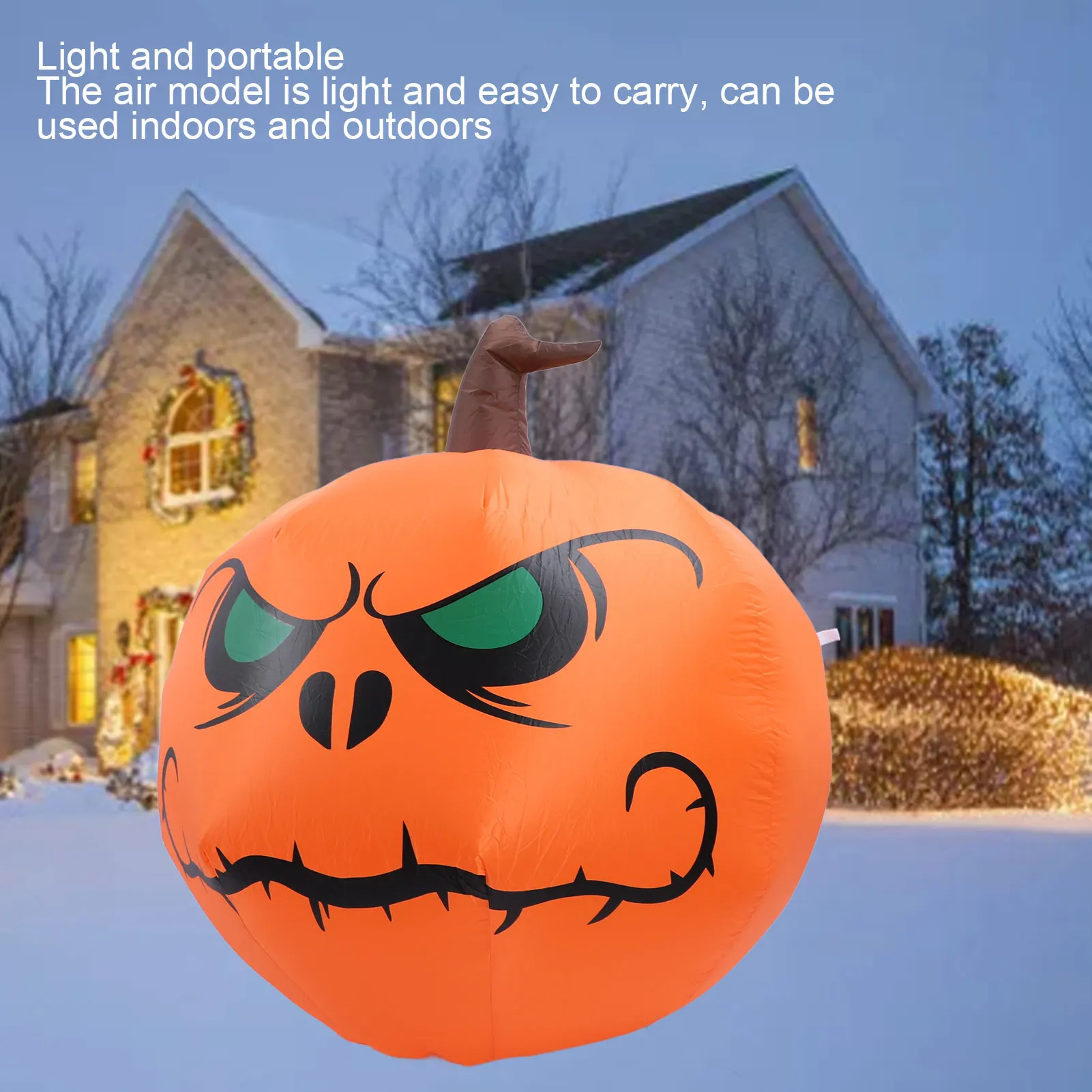 

Halloween Inflatables Pumpkin Green Eyes Built in LED Lights Halloween Pumpkin Decorations for Indoor Outside Home Holiday Party