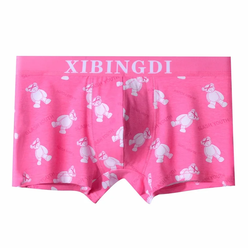 Pink Panties Men\'s Cotton Breathable Comfortable Boxer Youth Personality Cartoon Shorts U Convex Pouch Underpant M-2XL Underwear