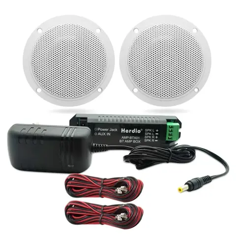 Herdio 2PCS 4 ”160W 방수 스피커 홈 캠핑카 골프 카트 보트 용 해양 블루투스 천장 스피커 플러시 마운트
