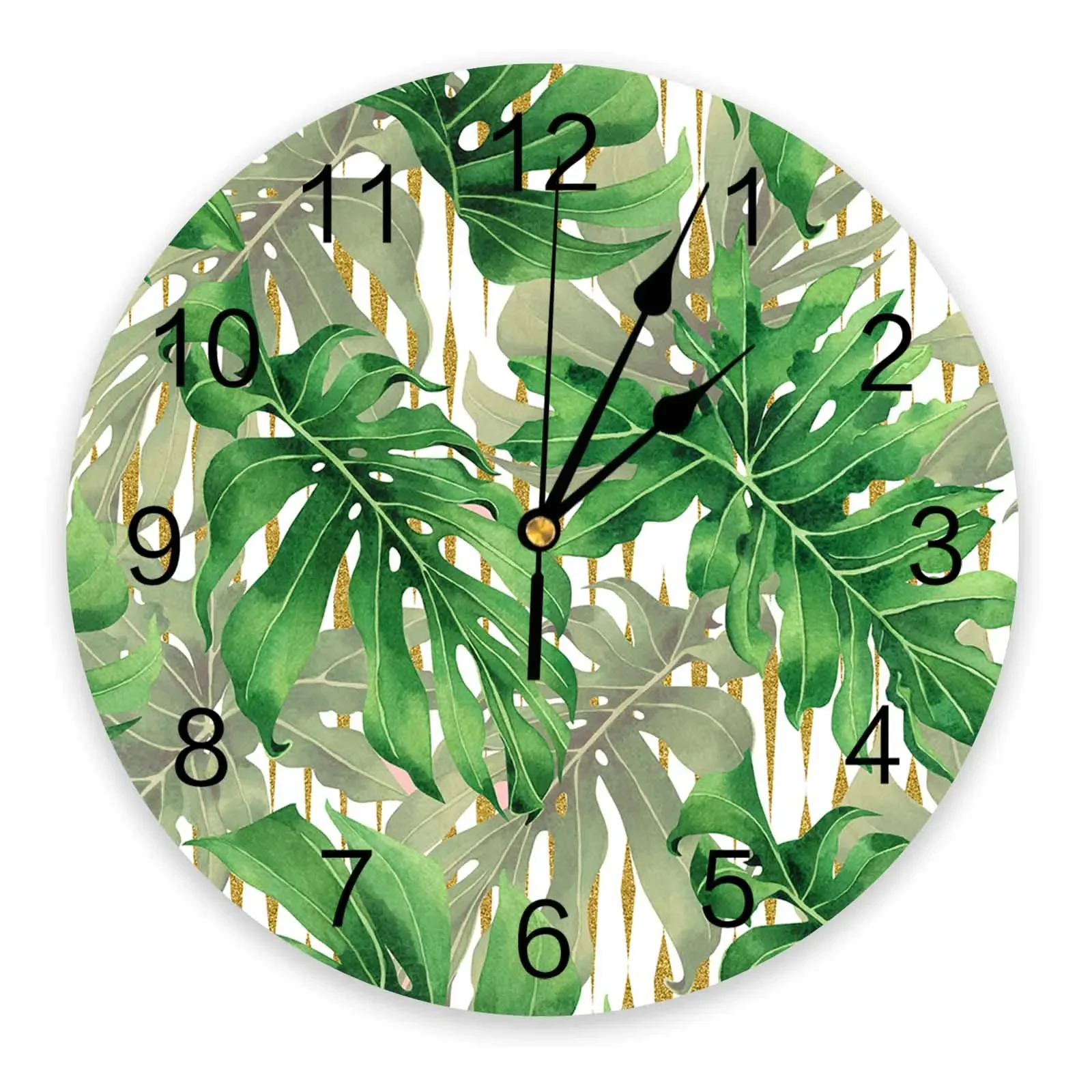 Summer Tropical Palm Leaves PVC Wall Clock Bedroom Decoration Wall Clock Modern Design Home Decore Wall Digital Clock