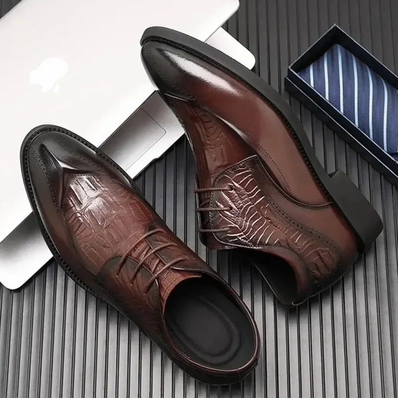 Echtes Leder männer Aufzug Schuhe Versteckte Heels Casual Schuhe Mann 8CM 6CM Höhe Zunehmende Brogue Schuhe Mode hochzeit Party