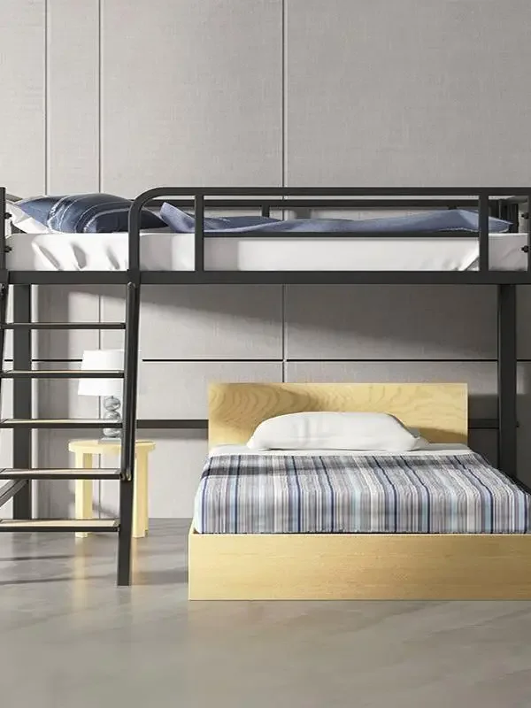 Nordic loft wrought iron elevated bed multi-functional small apartment single-layer upper and lower bed space dormitory bed
