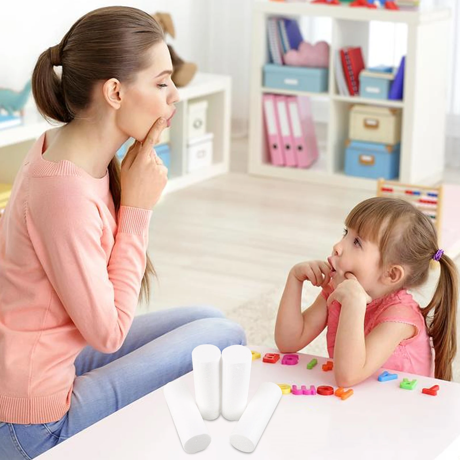 

4pcs Cylinders 15Cm Solid Polystyrene Craft Shapes For Kids Diy Art Projects White Modeling Tubes Educational Supplies Cylinders