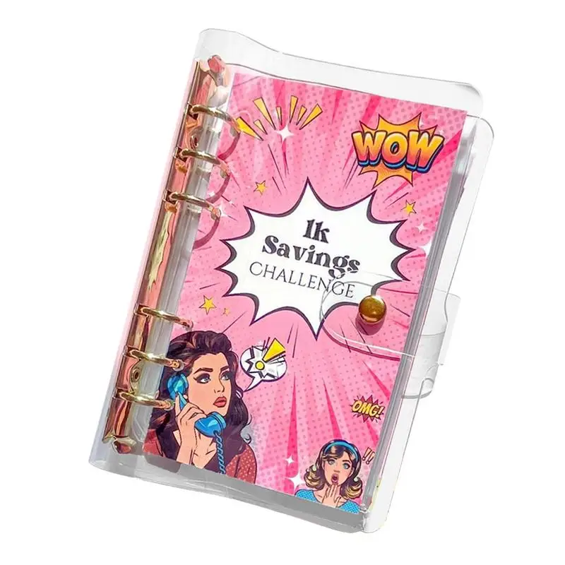 Savings Challenges Buchumschläge Fun Comic Girl Cash Saving Challenge Book A6 Binder Daily Savings Planner Bubble Effect