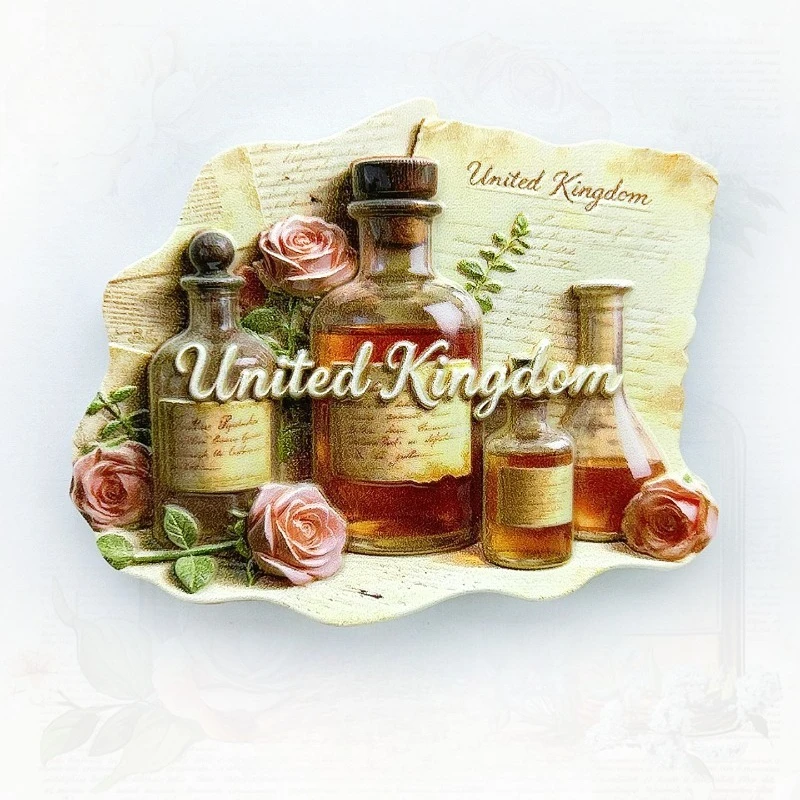UK Manuscript Fridge Magnet - Elegant 3D Paper & Perfume Souvenir Unique British Literary Gift for Travel & Vanity Decor