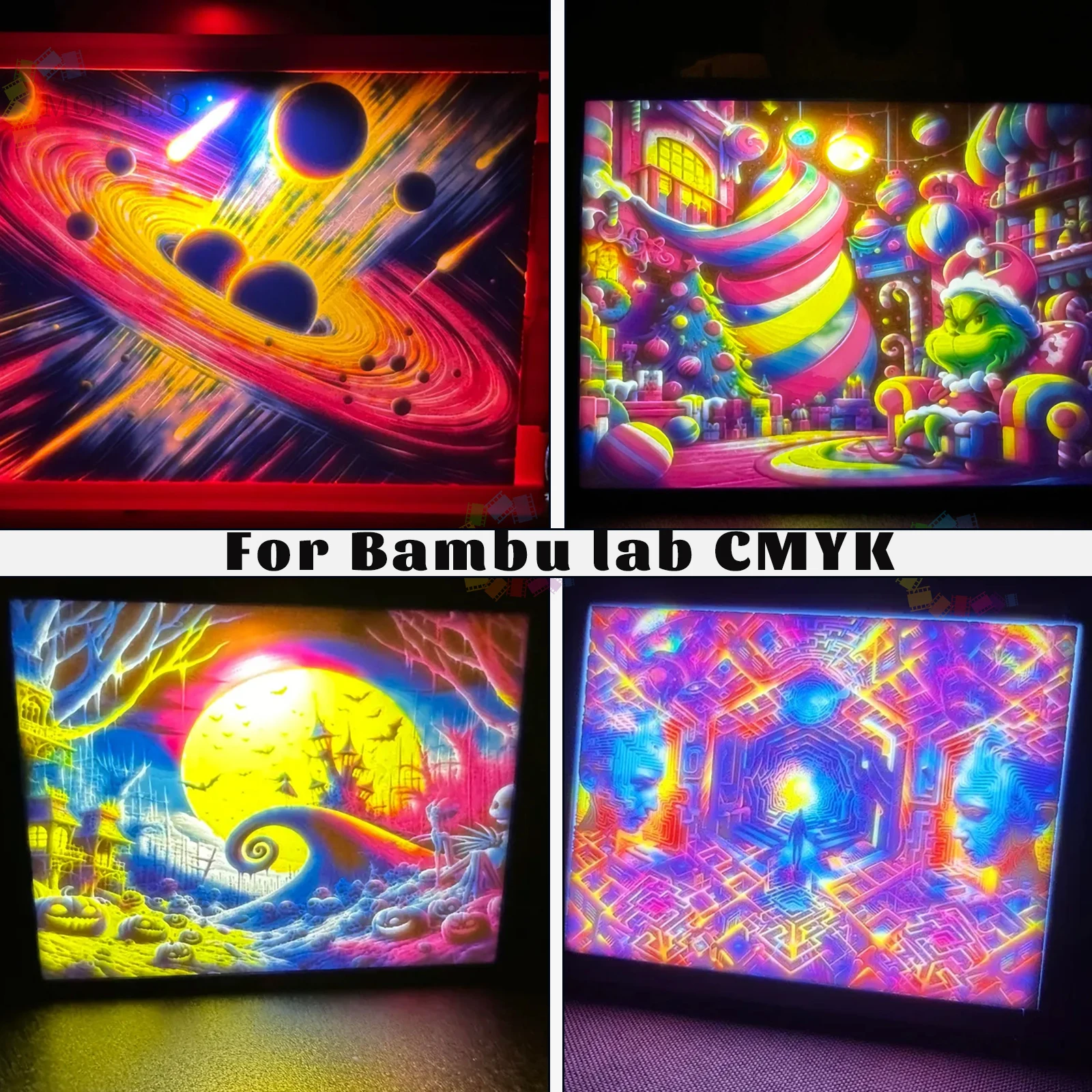 CMYK LED Backlight Board USB-C For Bambu Lab CMYK  Hardware With 2M Cable CMYK Lithophane Filament Bundle 3d Printing Parts