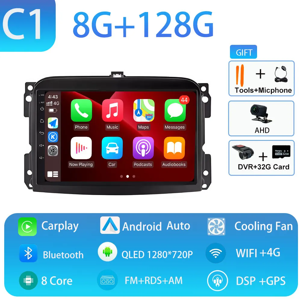Android 15 voor Fiat 500L 2012-2018 Draadloze Carplay Stereo Scherm Autoradio GPS Navigatie Multimedia Speler 4G WIFI Head Unit
