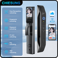 3D Face Recognition Fingerprint face Lock  Wishome App Wifi Key Card  Rfid Code Door Lock with 6068 Mortise
