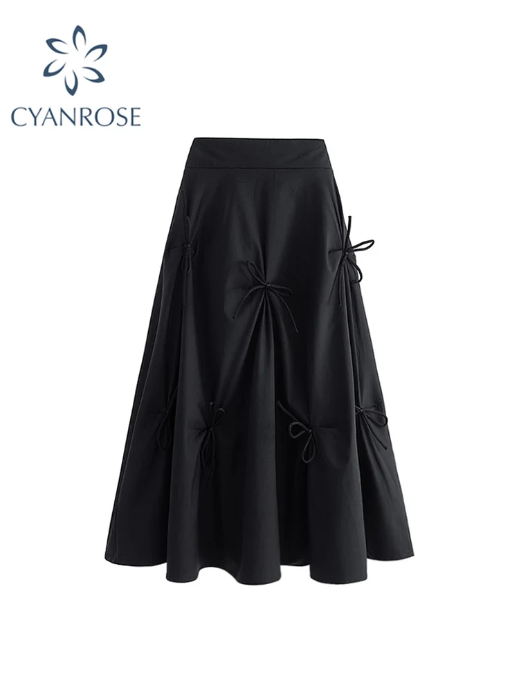 Harajuku Pleated Skirts High Waistfor Women High Waisted Skirt Lace Up Bow 2022 Elegant Fashion Skirts Midi Skirt Korean Style