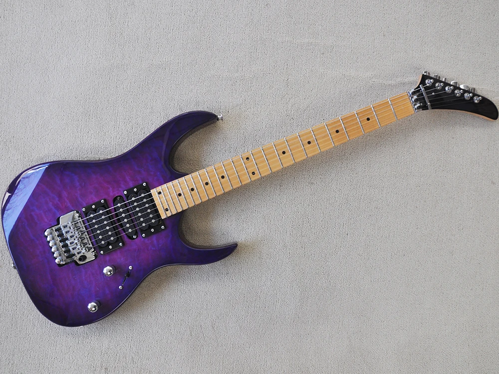 Purple Electric Guitar with Tremolo Bridge,Quilted Maple Veneer,Maple Fretboard ,Customizable