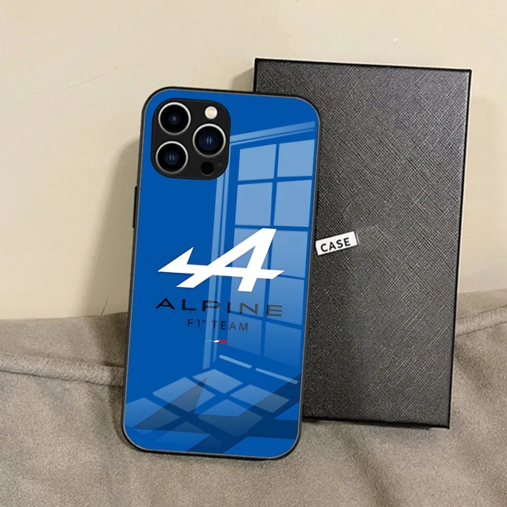 Cool A-Alpine Logo Phone Case for iPhone 15 Pro Max14 Pro 12 11 13 Mini X XR XS 8 7 Plus SE Tempered glass Back Cover