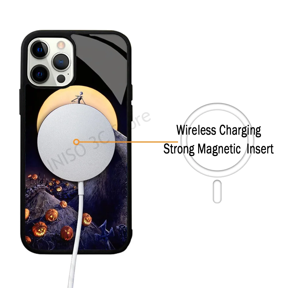 Phone Case Strong Magnetic For IPhone 15 14 13 Pro Max 11 12 Mini The Nightmare Before Christmas For Magsafe