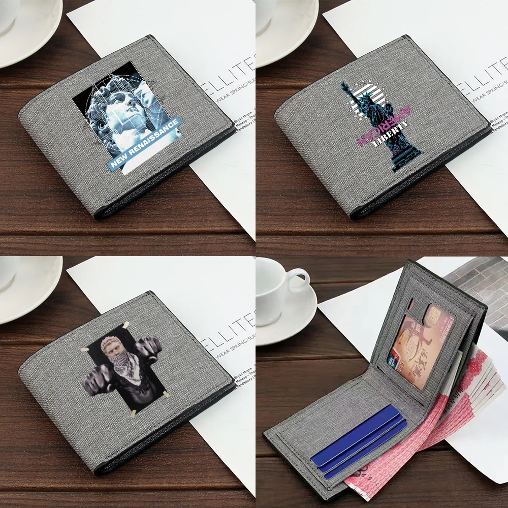 Pocketbook New Fashion Sculpture Printing Series Foldable Coin Pouch Id Card Holder Bank Card Storage Personalized Purse