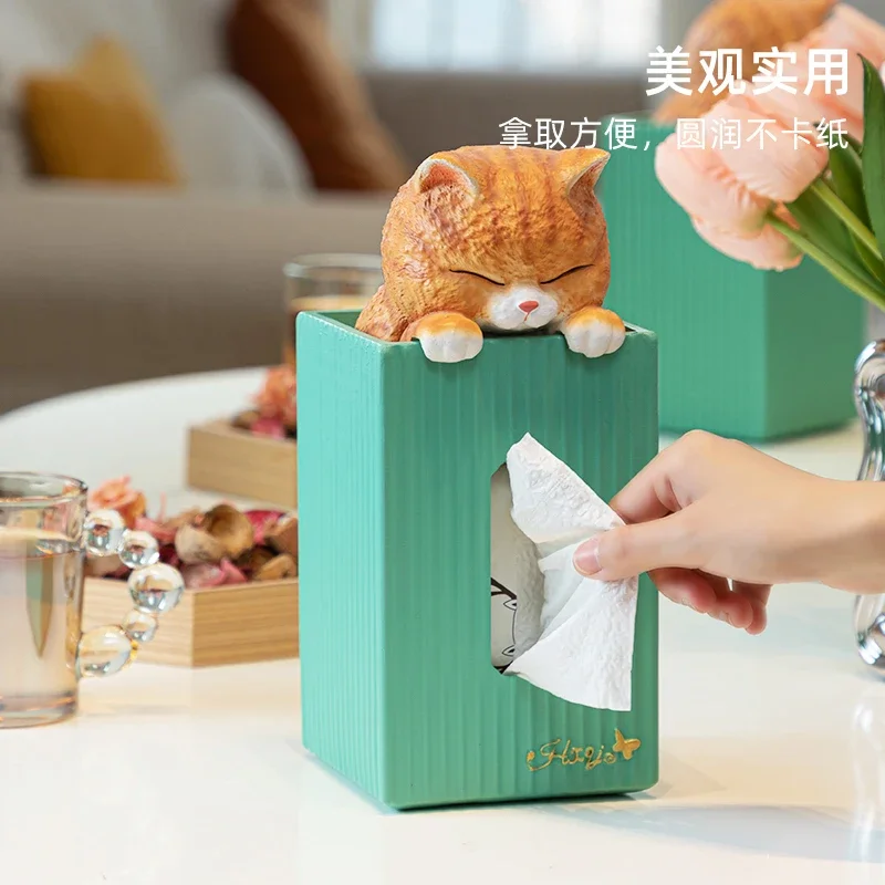 Cat Pumping Carton Household Simple Modern Living Room Coffee Table Dining Table Light Luxury Creative Cute Tissue Box