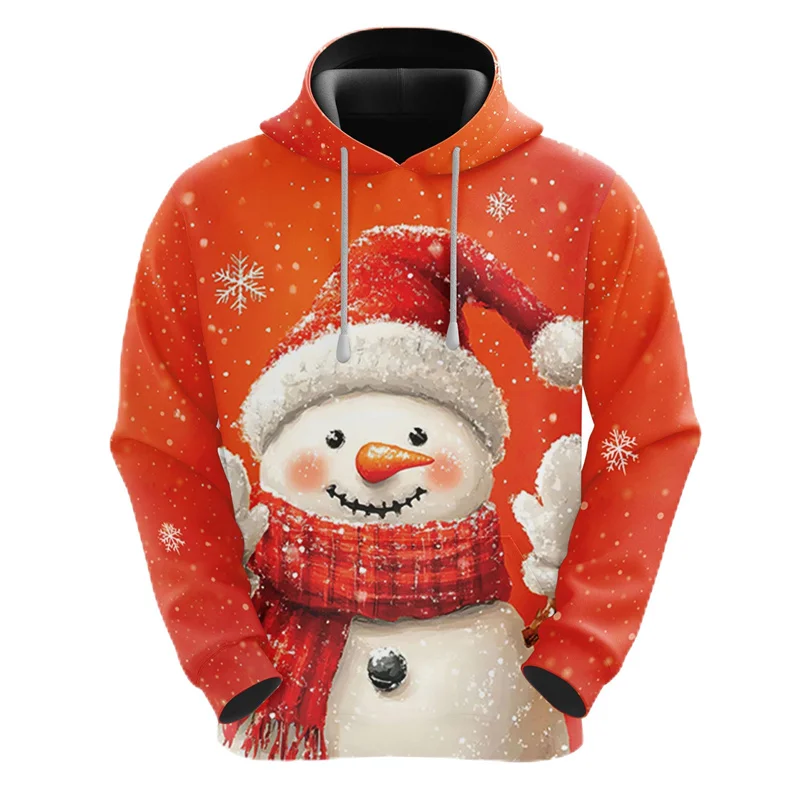 Unisex Men Hoodie Christmas Santa Snowman Sweatshirts Casual 3D Printed Pocket Pullover Clothing Xmas Streetwear Kids Tracksuit