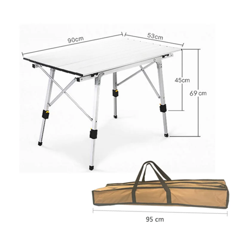 Aluminum Alloy Outdoor Folding Table Retractable Lifting Camping Barbecue Table Outdoor Egg Roll Aluminum Surface Lifting Table