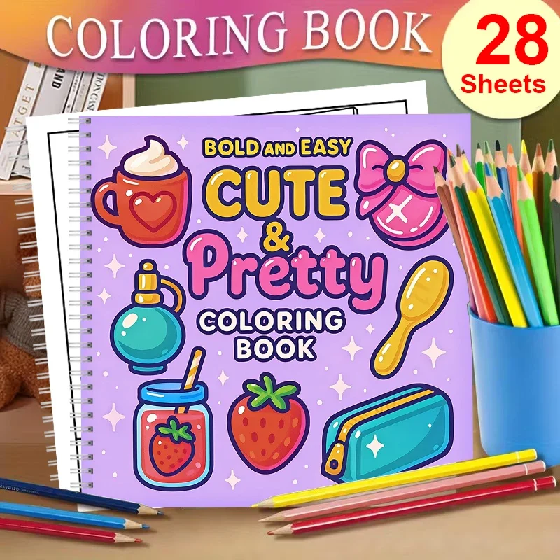 

Милая и красивая книжка-раскраска для взрослых, подарок на день рождения, принадлежности для школы, книжка для рисования для взрослых.