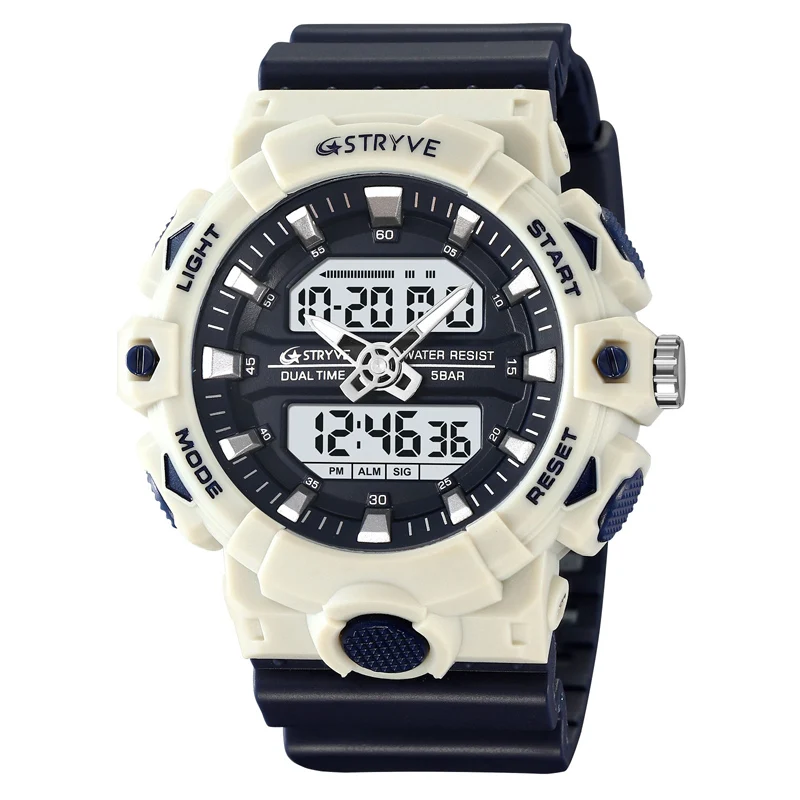 New STRYVE 8028 Men LED Digital Watches White Transparent Fashion Cool Outdoor Sports Watches Shock Waterproof Watch For Men