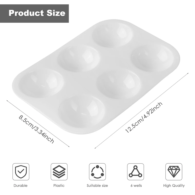 24 Stück Plastik farb paletten 6 gut rechteckige Aquarell palette Mal tablett, weiß