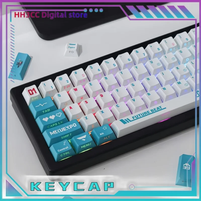 Creative Keyboard Keycaps Hatsune Miku Theme Pbt Material Thermal Sublimation Process Keycaps Tablet Laptop Keyboard Keycaps