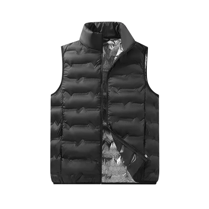 Graphene self-heating vest for men, autumn and winter down cotton stand collar sleeveless vest casual sport jacket