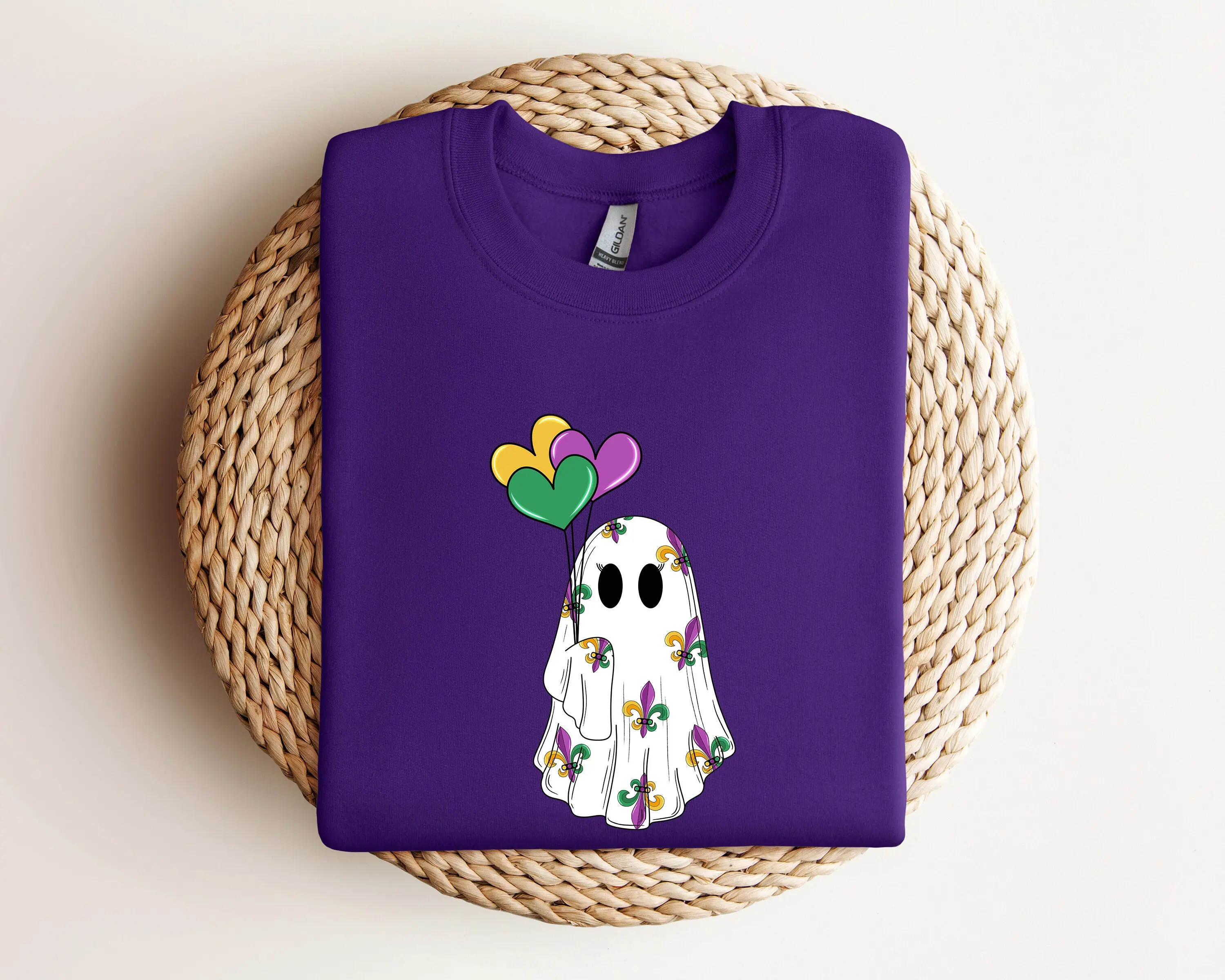 Mardi Gras Ghost SweaT T Shirt Carnival Women Costume New Orleans Cruise Fleur De Lis Fat Tuesday