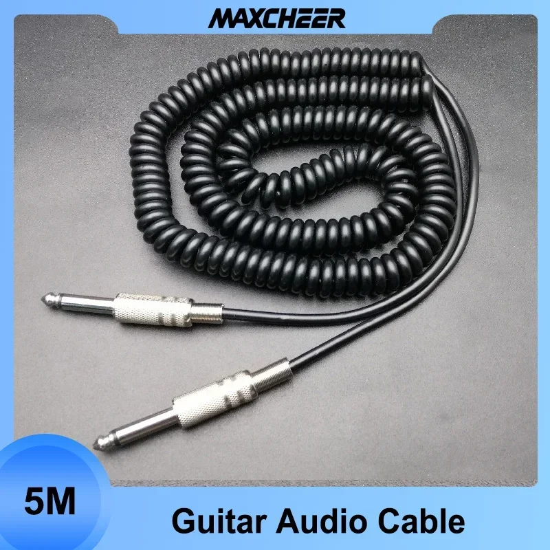 5M Spring Guitar Audio Cable Professional 6.5 to 6.5MM Electric Guitarra Noise Reduce Cable Music Instrument