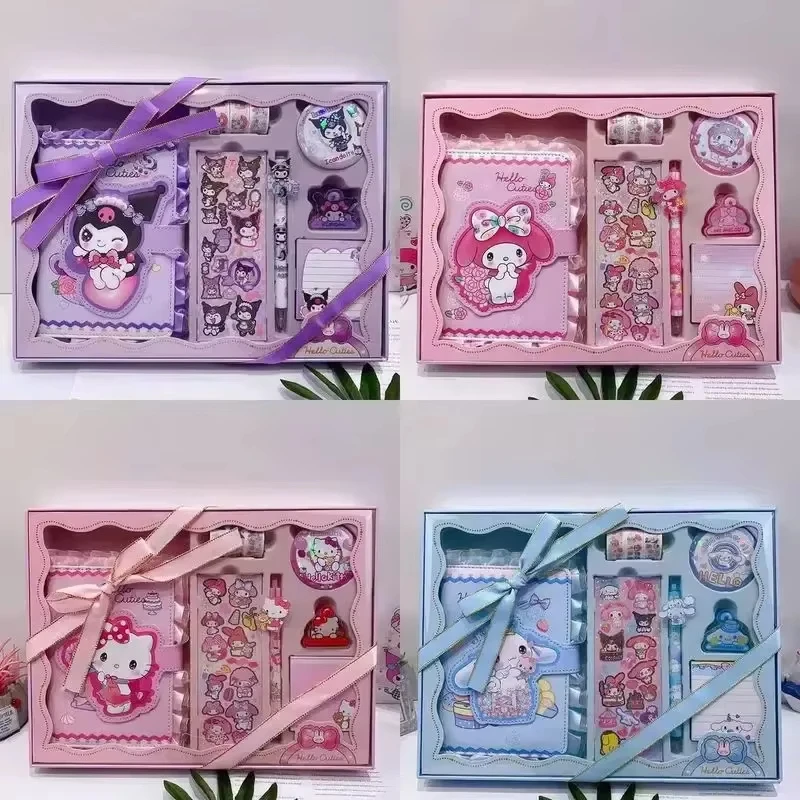Sanrio Stationery Gift Box Set Kuromi Hellokitty Lace Notebook Stickers Pen Washi Tape Cute Kawaii Birthday Gift for Girls Kids view 3