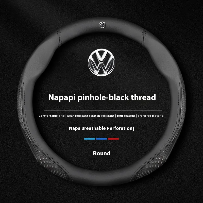 

Car Leather Anti-Slip Steering Wheel Cover Volkswagen R Magotan Jeeta Passat Golf 5 GTI Beetle Tiguan Touareg Polo T-ROC T-Cross